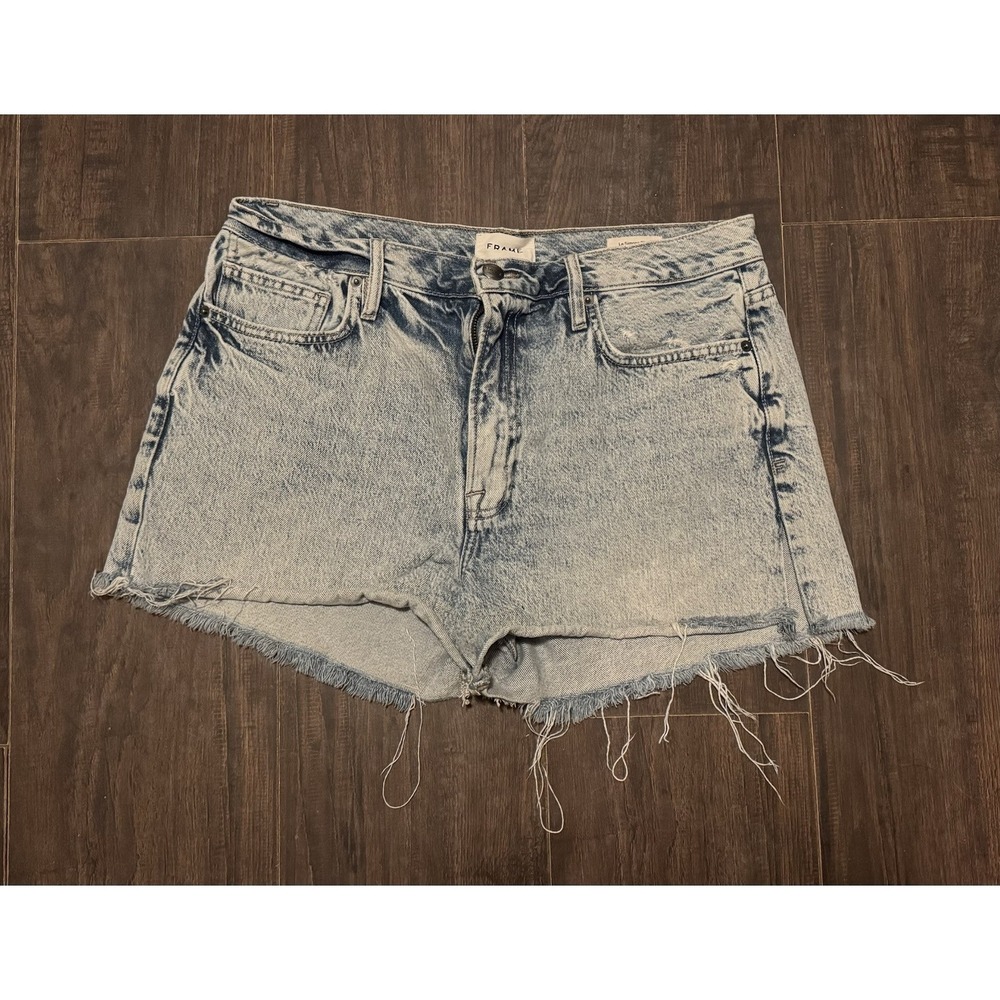 Frame Denim Light Wash Distressed Jean Shorts